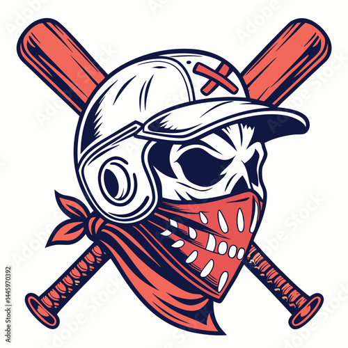 Adobe Illustrator Artwork Skull head with mask design.
