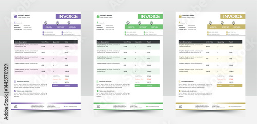 Simple Invoice Template Design, Business invoice form template. Invoicing quotes, money bills or price invoices and payment agreement  templates. Tax form