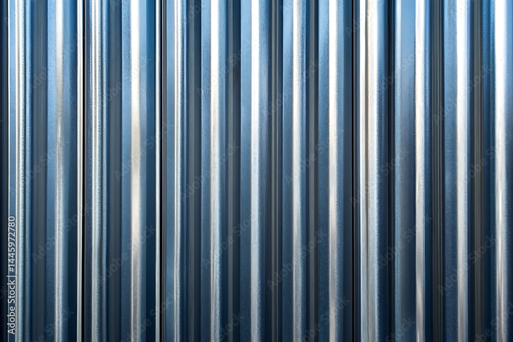 Corrugated Metal Wall, Shiny Surface, Industrial Texture, Metallic Vertical Lines Pattern Corrugated Metal Wall, Shiny Surface, Industrial Texture, Metallic Vertical Lines Pattern