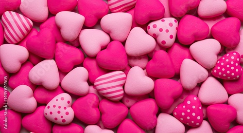 Heart-Shaped Candies in Pink with Stripes and Polka Dots


