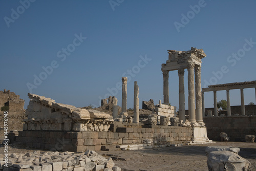 Türkiye ruins of ancient Pergamon on a cloudy autumn day