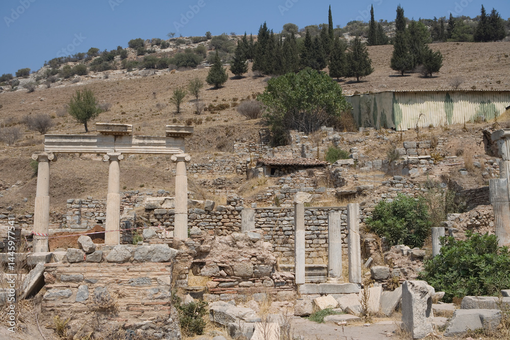 Fototapeta premium Türkiye ruins of ancient Ephesus on a cloudy autumn day