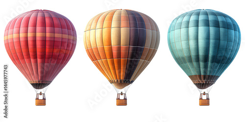Colorful hot air balloons isolated on a transparent background