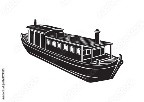 Barge silhouette vector

