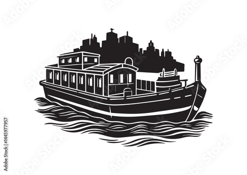 Barge silhouette vector
