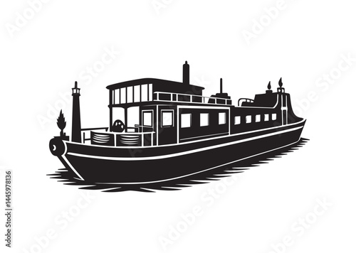 Barge silhouette vector
