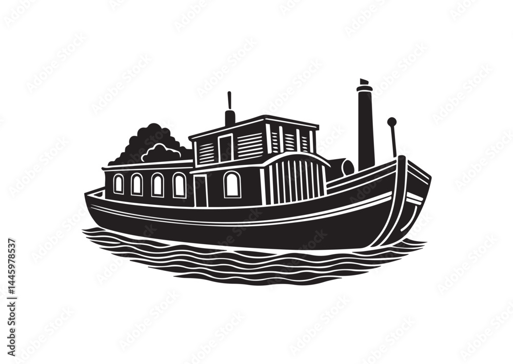 Obraz premium Barge silhouette vector