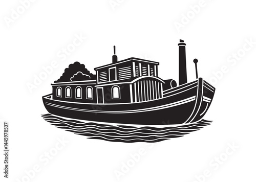 Barge silhouette vector
