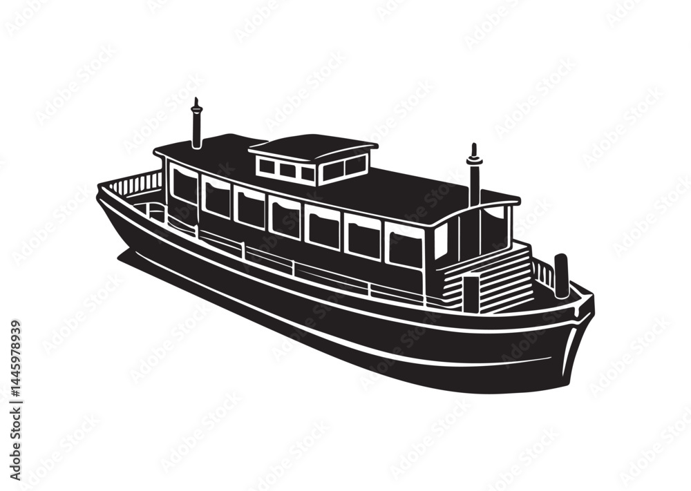 Obraz premium Barge silhouette vector