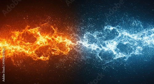 Fire and Ice Energy Collision Abstract Background