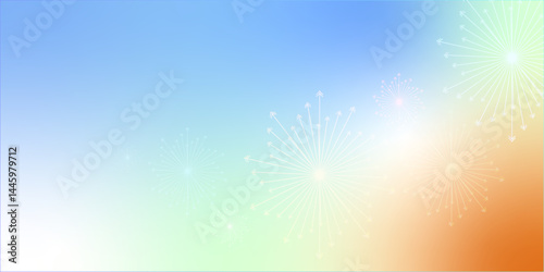 Flat colorful fireworks festive celebration new year illustration vector design. Bursting fireworks with circle and sparks background. Indian festival decoration.  Spectacolor Pyrotecnico, Foucha art.