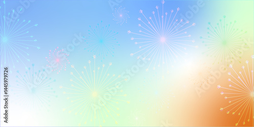 Flat colorful fireworks festive celebration new year illustration vector design. Bursting fireworks with circle and sparks background. Indian festival decoration.  Spectacolor Pyrotecnico, Foucha art.