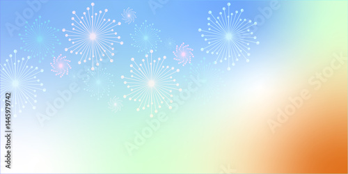 Flat colorful fireworks festive celebration new year illustration vector design. Bursting fireworks with circle and sparks background. Indian festival decoration.  Spectacolor Pyrotecnico, Foucha art.