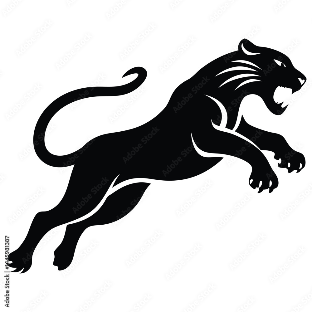 Obraz premium A Panther is jumping vector silhouette, animal silhouette isolated vector Illustration