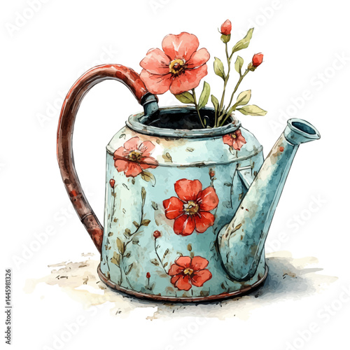 Vintage, vector watercolor illustration, isolated on a white background.