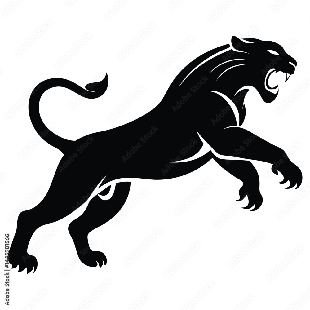 Obraz premium A Panther is jumping vector silhouette, animal silhouette isolated vector Illustration