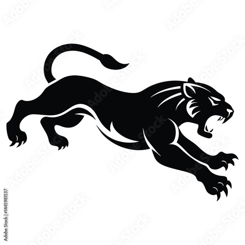 A Panther is jumping vector silhouette, animal silhouette isolated vector Illustration
