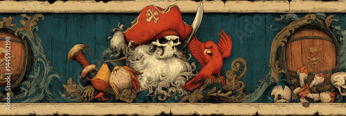 Pirate Skull, Birds, and Ba...