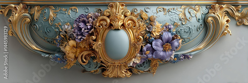 Ornate Gold & Teal Floral C...