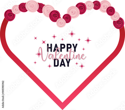 Valentine day heart shape frame design colorful flower vector illustration