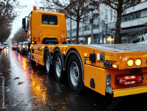 Rainy Day Tow Truck. Orange...