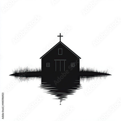barn silhouette , black and...
