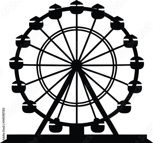 Ferris wheel silhouette vector, Ferris wheel line art 