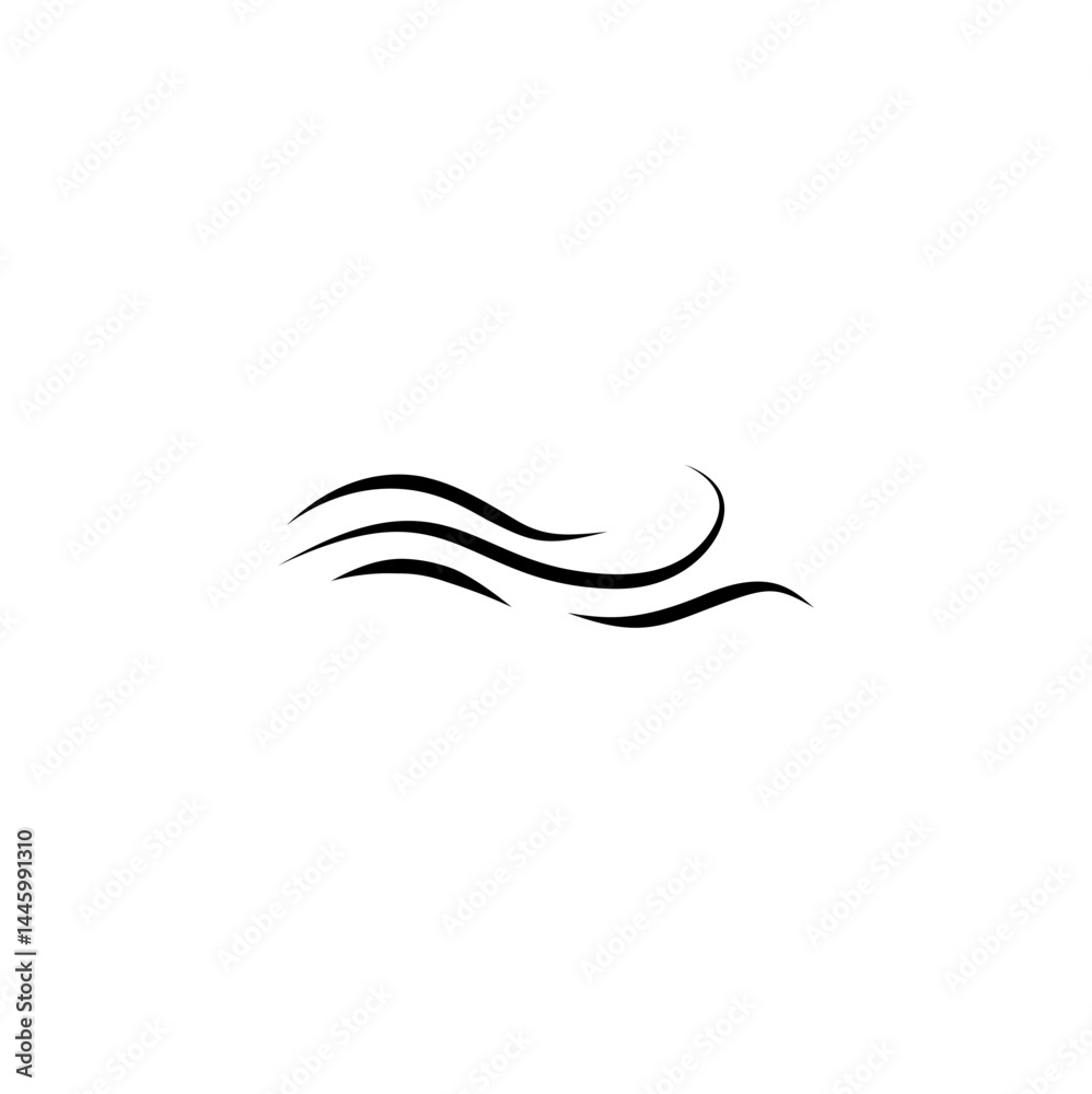 Fototapeta premium Wave sea line doodle. Hand drawn sketch water wave