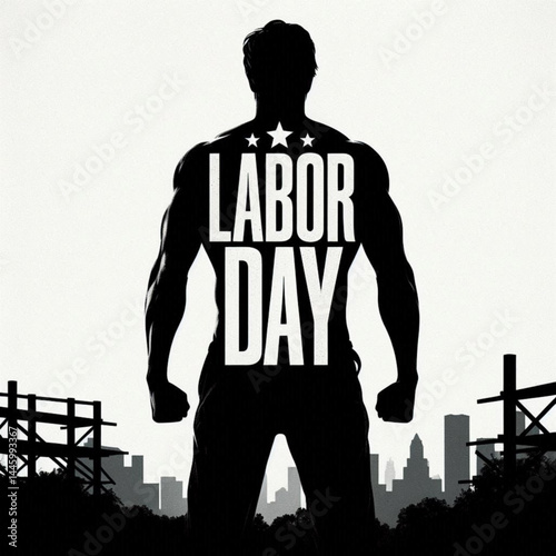 Happy Labor Day vector illustration, silhouette worker hands holding. International labour workers day celebration,  hand tools with worker hand.