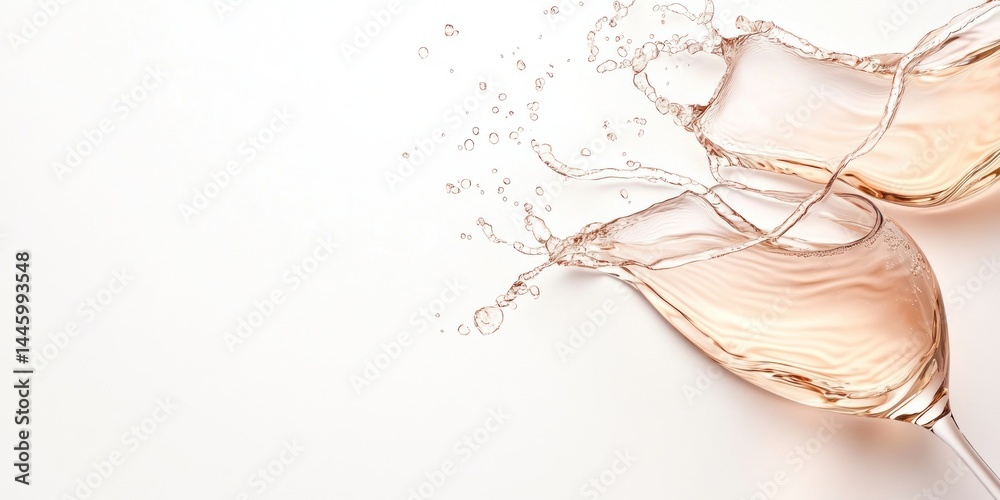 Naklejka premium Rose Wine Glasses Splashing Celebration