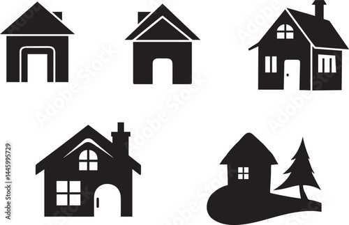 Simple House and Home Icon Set , house silhouettes