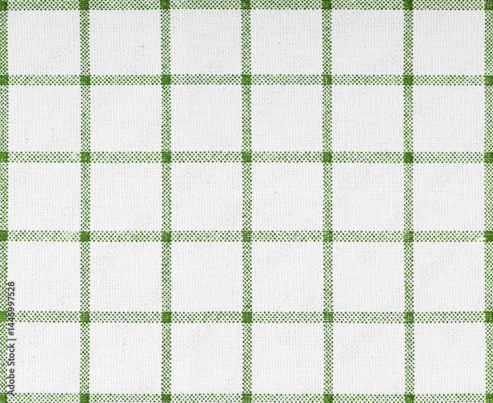 Green fabric checkered fabric from factory, towel