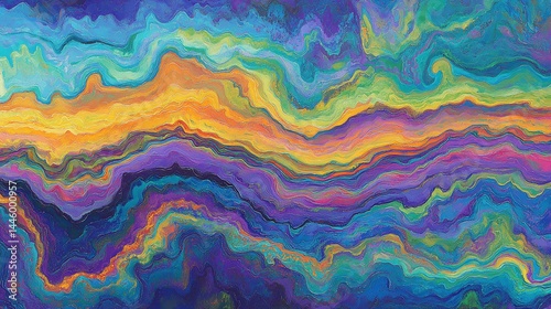 Abstract colorful swirling waves and strokes, vivid hues blend dynamically