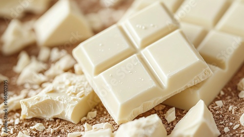 Close-Up of White Chocolate Chunk Pieces for Sweet Dessert Lovers