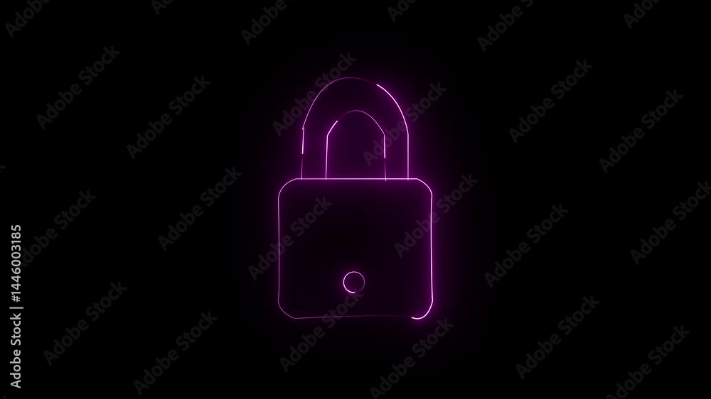 glowing neon blue color lock animation icon security safety protection password circle privacy animated on black background glowing neon blue color lock animation icon security safety protection password circle privacy animated on black background
