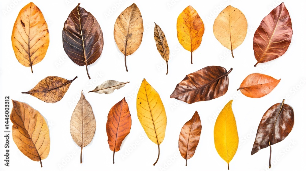 Obraz premium Exotic Brown Tropical Dry Leaves Collection for Creative Designs