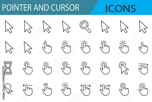 Collection of Mouse Pointer and Loading Cursor Icons for UI Design