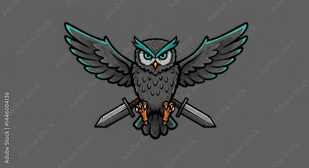Obraz premium Owl with Sword Illustration