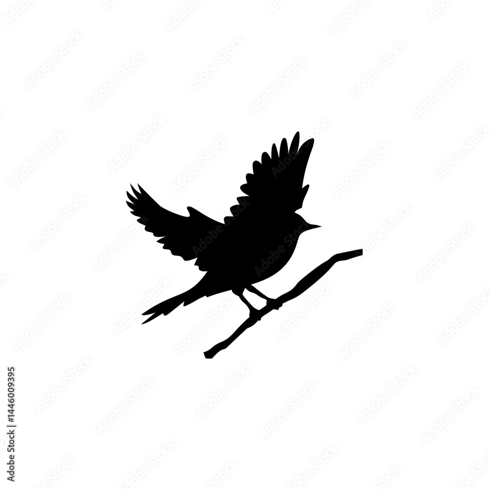 Obraz premium Bird perched on a branch. Vector illustration 