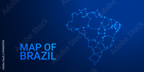 Brazil map in vibrant low poly style, modern geometric design perfect for creative projects.