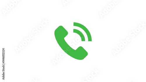 Green call icon in white background moving in motion