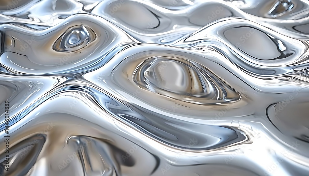 Abstract metallic fluid, undulating surface Abstract metallic fluid, undulating surface
