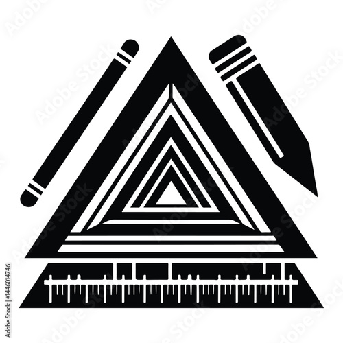 Math & Geometry Tools Silhouette | Compass, Ruler, Drafting Icons