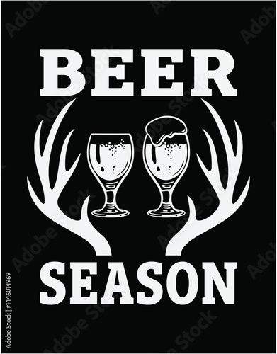 Beer Season Animal Hunting Beer Drinkers - printable editable vector art file.