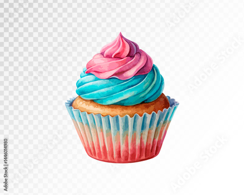 Cute cupcake vector illustration in watercolour style