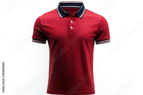 Classic Red Polo Shirt Stylish comfortable men s short sleeve polo with navy white tipped collar and