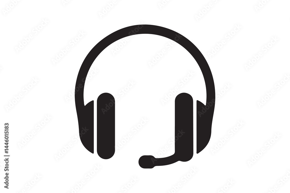 Headphone icon silhouette art vector on white background Headphone icon silhouette art vector on white background