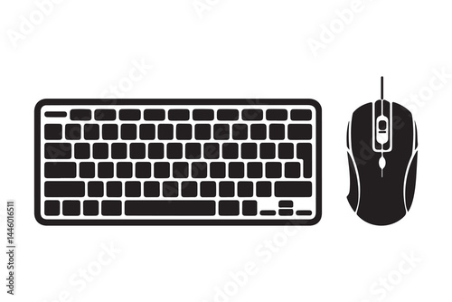 Keyboard mouse icon silhouette art vector on white background