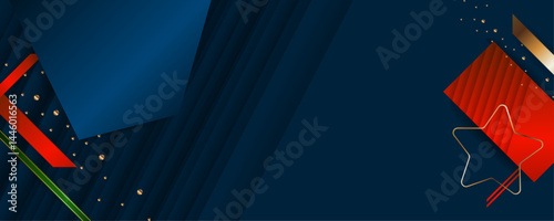 Abstract gold background luxury dark deep noble blue and golden line template premium vector