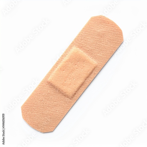 Beige adhesive bandage on white background for first aid